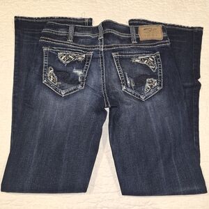 Silver Jeans Women's Boot Cut Dark Blue Denim